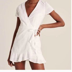 Abercombie Fitch White Ruffle Hem Wrap Dress Small